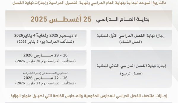 وزارة التربية والتعليم تعلن عن  هيكلية جديدة للتقويم المدرسي بدءًا من العام الأكاديمي 2025–2026