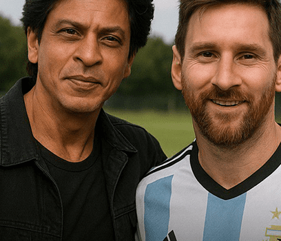 شاروخان يلتقي ليونيل ميسي في الهند