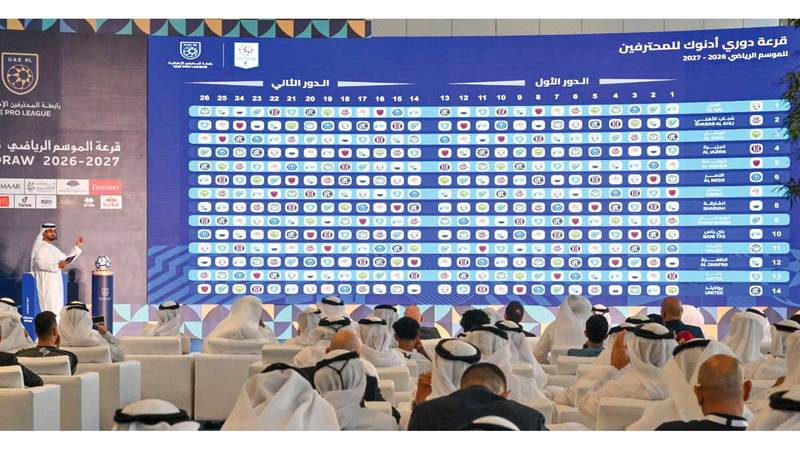 من مراسم سحب قرعة الدوري وكأس رابطة المحترفين للموسم الجديد.
تصوير: إيريك أرازاس